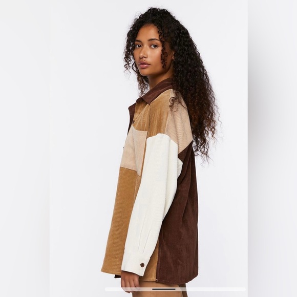 Colorblock Corduroy Shacket - Picture 3 of 7